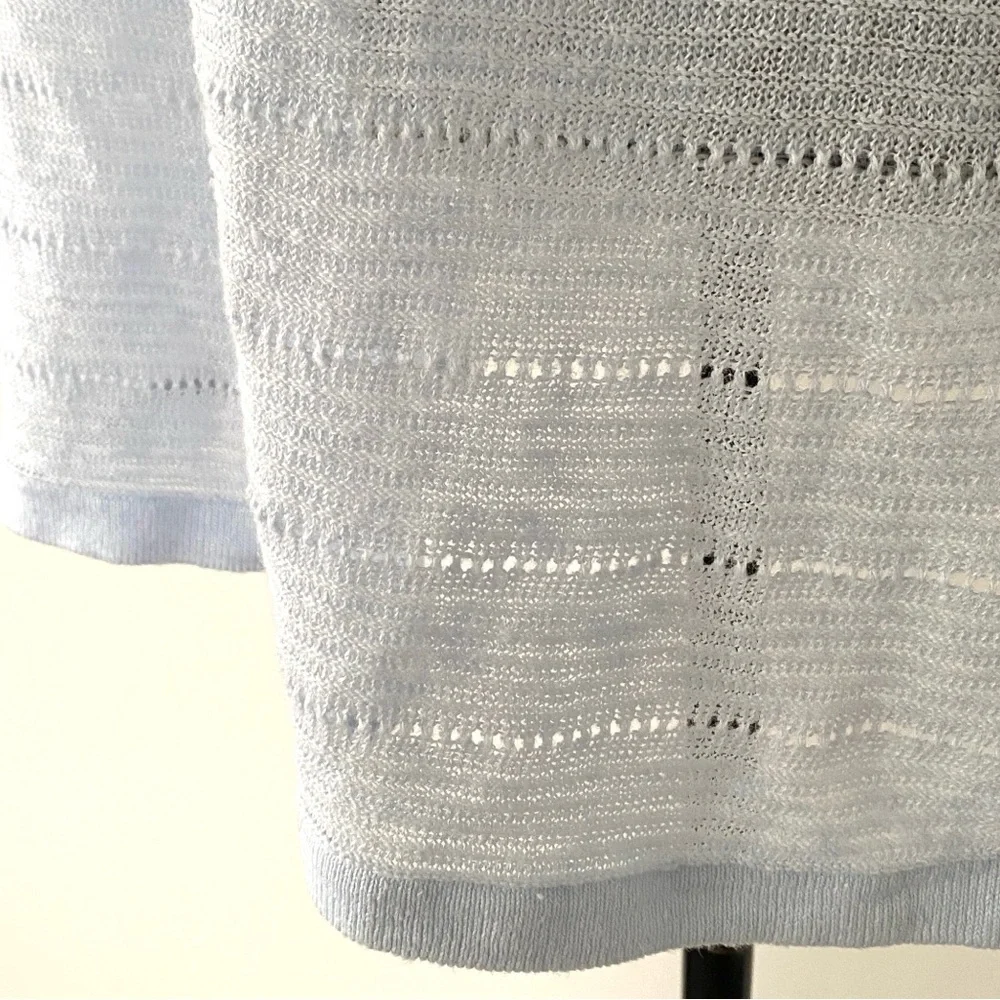 Cynthia Rowley Light Blue Linen Knit Long Sleeve Sweater Sz L Coastal Chic Prepp - Picture 5 of 7